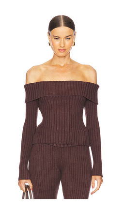 GUIZIO - Thalia Rib Off The Shoulder Sweater