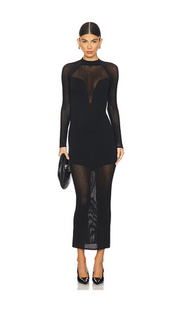 fleur du mal - Knit Mesh Long Sleeve Maxi Dress