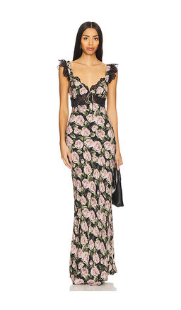 For Love & Lemons - Fallen Rose Print Maxi Dress