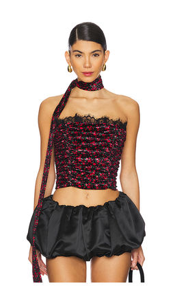 For Love & Lemons - Berry Bud Velvet Bustier Top