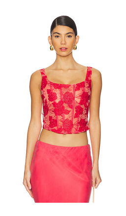 For Love & Lemons - Embroidered Roses Bustier Top
