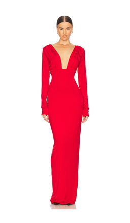 Helsa - Jersey Deep V Maxi Dress