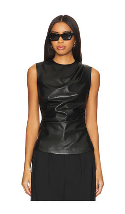 SIMKHAI - Wynter Faux Leather Draped Top