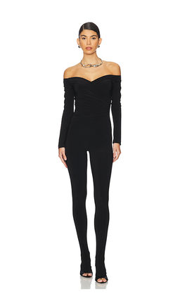 Norma Kamali - Off Shoulder Sweetheart Catsuit With Footie