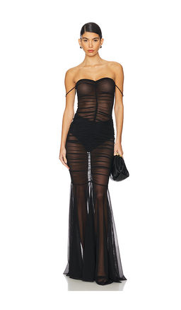 Norma Kamali - Strapless Shirred Front Fishtail Gown