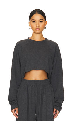 Norma Kamali - Oversized Raglan Sleeve Cropped Top