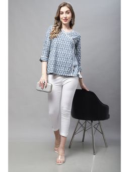 Rajnandini - Women Pure Cotton Grey Jaipuri Printed Short Top