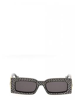 Gucci - Black Crystal Rectangular Sunglasses