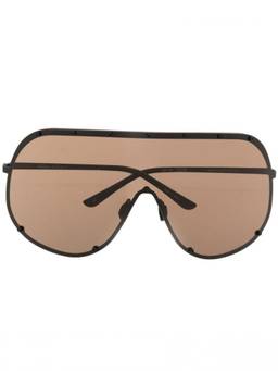 Rick Owens - Brown Shield Oversized Sunglasses