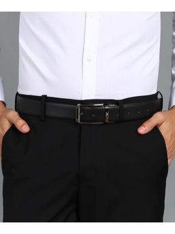 GIL - Men Leather Solid/Plain Black Reversible Belt
