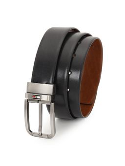 GIL - Men Leather Solid/Plain Black Reversible Belt