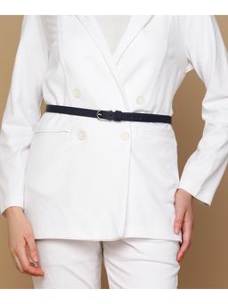 GIL - Women Leather Solid/Plain Navy Blue Belt