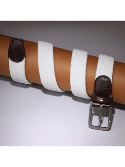 GIL - Men Nylon Spandex Textured White Belt