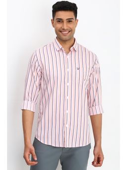 Allen Solly - Men Pink Slim Fit Stripe Full Sleeves Casual Shirt