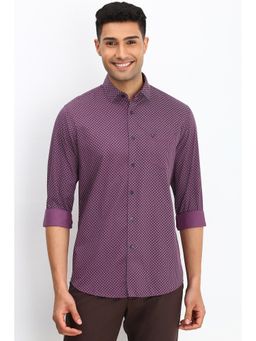 Allen Solly - Men Purple Slim Fit Print Full Sleeves Casual Shirt