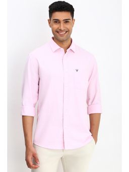 Allen Solly - Men Pink Slim Fit Solid Full Sleeves Casual Shirt