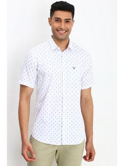 Allen Solly - Men White Slim Fit Print Half Sleeves Casual Shirt