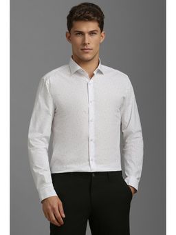 Louis Philippe - Men White Super Slim Fit Print Full Sleeves Casual Shirt
