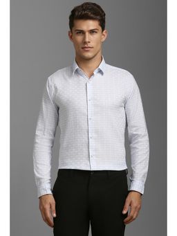 Louis Philippe - Men White Super Slim Fit Checks Full Sleeves Casual Shirt