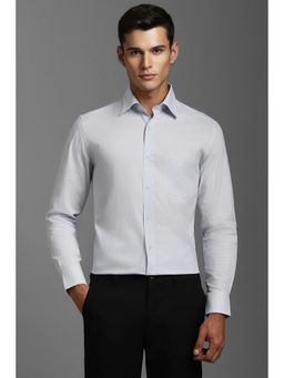 Louis Philippe - Men Blue Classic Regular Fit Print Full Sleeves Formal Shirt