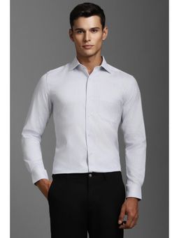 Louis Philippe - Men White Classic Regular Fit Stripe Full Sleeves Formal Shirt