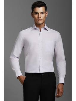 Louis Philippe - Men White Classic Regular Fit Print Full Sleeves Formal Shirt