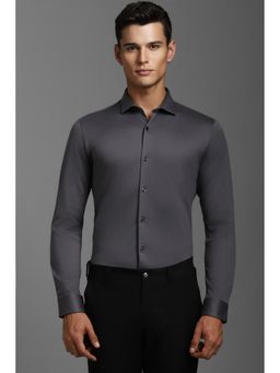 Louis Philippe - Men Grey Slim Fit Solid Full Sleeves Formal Shirt
