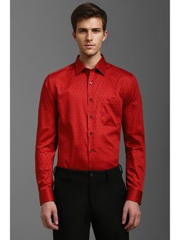 Louis Philippe - Men Red Slim Fit Print Full Sleeves Casual Shirt