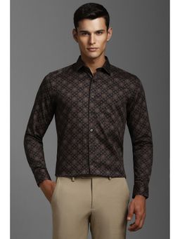 Louis Philippe - Men Brown Slim Fit Print Full Sleeves Casual Shirt