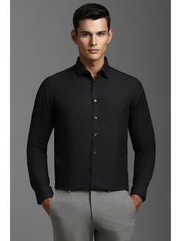 Louis Philippe - Men Black Slim Fit Solid Full Sleeves Formal Shirt