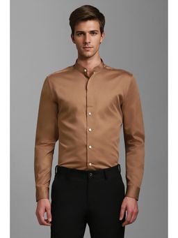 Louis Philippe - Men Brown Slim Fit Solid Full Sleeves Formal Shirt