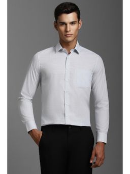 Louis Philippe - Men Grey Slim Fit Print Full Sleeves Formal Shirt