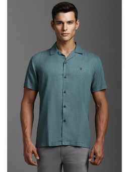 Louis Philippe - Men Green Slim Fit Print Half Sleeves Casual Shirt
