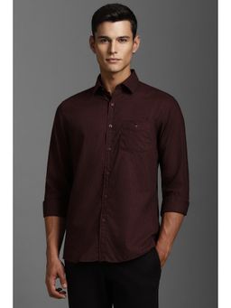 Louis Philippe - Men Maroon Slim Fit Print Full Sleeves Casual Shirt