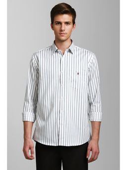 Louis Philippe - Men White Slim Fit Stripe Full Sleeves Casual Shirt