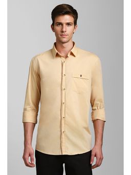 Louis Philippe - Men Yellow Slim Fit Solid Full Sleeves Casual Shirt