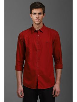 Louis Philippe - Men Red Super Slim Fit Print Full Sleeves Casual Shirt