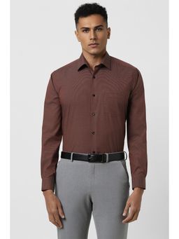 Van Heusen - Men Brown Regular Fit Checks Print Full Sleeves Formal Shirt