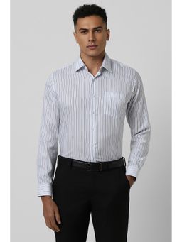 Van Heusen - Men White Slim Fit Stripe Full Sleeves Formal Shirt