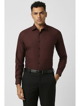 Van Heusen - Men Brown Slim Fit Checks Full Sleeves Formal Shirt