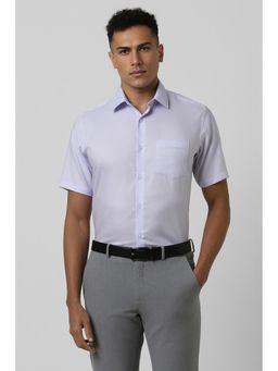 Van Heusen - Men Lavender Regular Fit Textured Half Sleeves Formal Shirt