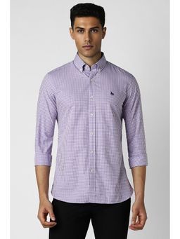 Van Heusen - Men Purple Slim Fit Checks Full Sleeves Casual Shirt