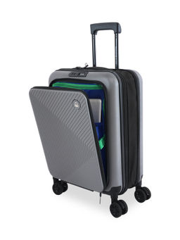 United Colors of Benetton - Grey Solid Ryzen Pro Front Opening Cabin Trolley Bag