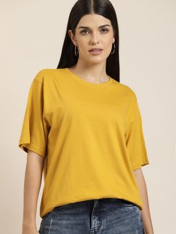 DILLINGER - Mustard Solid Oversized T-Shirt