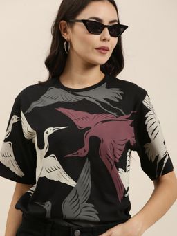 Difference of Opinion - Black Graphic Oversized T-Shirt