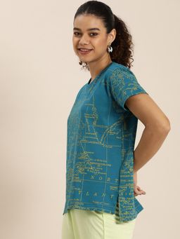 Difference of Opinion - Blue Graphic Boxy Regular T-Shirt