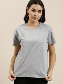 Difference of Opinion - Grey Melange Boxy Regular T-Shirt
