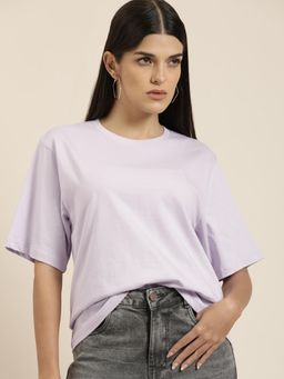 Difference of Opinion - Lavender Solid Oversized T-Shirt