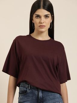 Difference of Opinion - Wine Solid Oversized T-Shirt