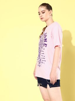 Difference of Opinion - Pink Graphic Oversized T-Shirt